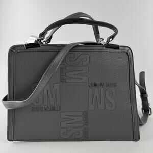 Steve Madden Satchel Bag Womens Medium Gray Logo Top Handle Crossbody Purse